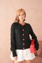 Women's Crew Neck Heart Button Detail Soft Textured Knitwear Jacket 8569Sw - 4