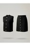Crew Neck Buttoned Knit Sweater and Buttoned Front Mini Skirt Set - 7