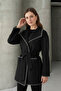 Embroidered Detailed Belted Soft Cashmere Coat - 4