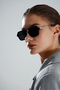 Black Pilot Sunglasses with Rectangular Tortoiseshell Pattern
