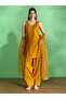 Embroidered V Neck Kurta, Wide Leg Pants and Dupatta Set