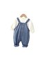Kids Jumpsuit 2-Piece Set| 0-6 Months | White | Cotton | Overalls | Elastic Waist |Comfortable - 2