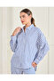 Women Blue Striped Button Down Shirt