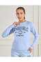 Women Blue Printed Basic Sweatshirt