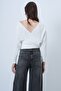 Ecru Front and Back Double-Breasted Collar Tie Detail Crop Blouse Alc-X14346 - 6