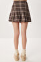 Checkered Pleated Mini Woven Skirt Ldn0001 Brown - 4