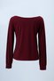 Women's Burgundy Boat Neck Blouse with Cuffed Sleeves Alc-X14393 - 5