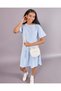 Senior Girls Blue Interlock Drop Hem Dress - 5