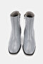 Women's Gray Patent Leather Genuine Natural Leather Size 35-41 Thick Heel Square Toe Boots & Booties - 4