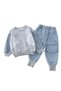 Two-Piece Clothing Set for Girls | 18-24 Month | Blue&Gray | Cotton | T-shirt & Pants | Flexibility - 4