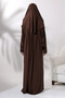 One Piece Practical Hijab Robe Prayer Dress 8015 Dark Brown - 3