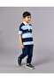 Boys Navy Striped Polo Shirt - 5