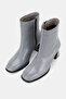 Women's Gray Patent Leather Genuine Natural Leather Size 35-41 Thick Heel Square Toe Boots & Booties - 2