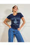 Women Navy Printed T-Shirt - 5