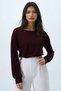 Women's Plum Boat Neck Cuffed Sleeves Blouse Alc-X14393 - 3