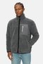 Carlino Anthracite Mock Neck Zippered Sherpa Printed Loose Fit Men's Fleece Coat - 5