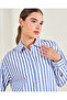Women Blue Striped Button Down Shirt - 4