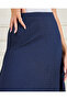 Navy Flared Hem Textured Knitted Skirt - 4