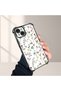 iPhone 15 Plus Compatible Transparent Silicone Flutter Protective Case Flower Patterns - 5