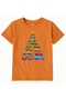 Cotton Fabric Children's T-Shirt – Christmas Tree with Vehicles Printed