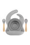 Silicone Feeding Set Blw Set Iii - Powder Gray (Baby Bib, Plate, Bowl, Cup, Fork, Spoon) - 2