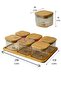 6-Piece Borosilicate Glass Breakfast Set - Leakproof Silicone Bamboo Lid - Bamboo Tray - 13 Pieces - 4