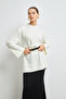 Women's Ecru Turtleneck Soft Textured Basic Sweater - 2