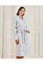 Women Blue All Over Print Quilted Nightgown