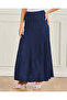 Navy Flared Hem Textured Knitted Skirt