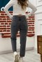 Gray Smoked Snow Wash Women's Stylish Mom Jeans - 2