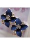 Blue New Elegant and Noble Earrings Blue Flower Crystal Camellia Earrings Ladies Simple Christmas Ea