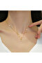 40cm Gold-color Full diamond round ring necklace and earrings set; light luxury micro-inlaid persona - 2