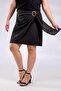 Plus Size Buckle Detail Women's Skirt Black - 6