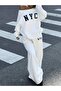 Women's Nyc Printed Boat Neck Sweatshirt Sweatpants Set - 2
