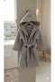 100% Cotton 4 Layer Muslin Anthracite Gray Children's Bathrobe - 2