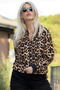 New Season Women's Sporty Stylish Leopard Print Viscose Blouse Pants Two Piece Set - 3