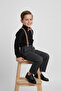 Boys' Long Sleeve Black Shirt and Brown Suspender Bow Tie Set - 3