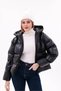 Milano Women's Black Leather Hooded Puffer Coat New Season 2026