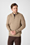 Romulo Men's Mink Cotton Italian F Corded Fabric Half Zip D Mock Neck Regular Fit Sweater - 5