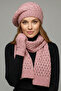 Women's Pink Painter Patterned 3-Piece Beanie Scarf Glove Set - Winter Knitwear Set - 2