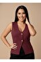 V-Neck Gold Buttoned Stylish Women's Vest Blouse - 2