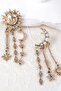 Gold Color Moon and Sun Figured Earrings (Pair) - 2