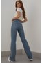 Women's Medium Blue Snow Wash Stretch Fabric Super High Waist Loose Leg Denim Palazzo Pants - 3