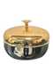 Stainless Steel Round Dates Bowl with Lid, 11 cm, Silver/Gold - 2