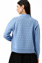 Women's Baby Blue Heart Patterned Jacket Collar Knitwear Cardigan - 5