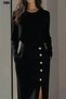 New Season Casual Stylish Women's Crew Neck Midi Imported Crepe Dress - 4