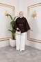 Women's Winter Trend Belted Brown Cashmere Short Coat - 3