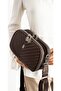 Women's Quilted V Patterned 3-Compartment Snap Fastener Adjustable Long Strap Shoulder Bag - 3