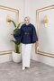 Women's Winter Trend Belted Navy Blue Cashmere Short Coat - 5