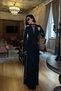 Maxi Length Sandy Black Dress with Shawl and Chest Detail